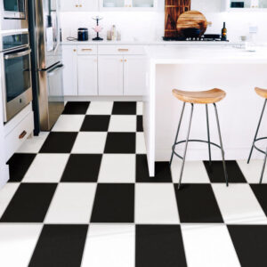 Bodenfliesenaufkleber karo karomuster Einfarbig in Schwarz 10×10 cm