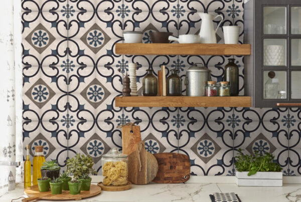 Fliesenaufkleber ornamente portugiesisch in Anthrazit