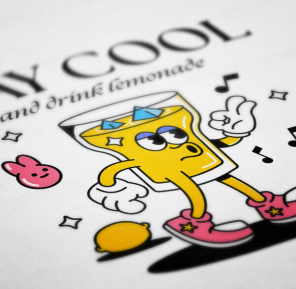 Pop-Art-Poster "Stay Cool and Drink Lemonade" Makrofotografie