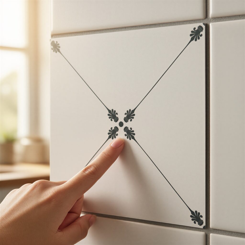 Vintage Fliesenfolie Detailaufnahme in der Küche