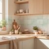 Fliesenaufkleber Mint Pastell in Beige fuer die Kueche